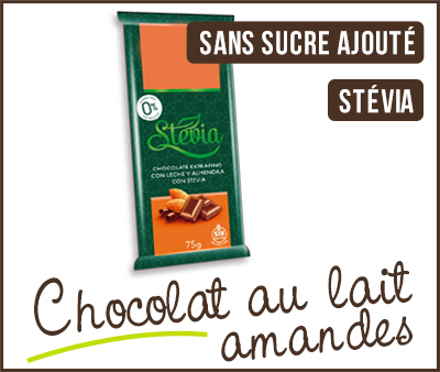 Tablette de Chocolat au Lait-Amandes Stévia