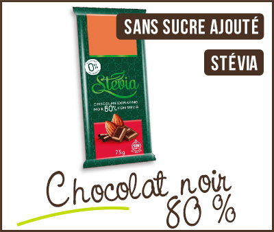 Tablette de Chocolat Noir 80% Stévia